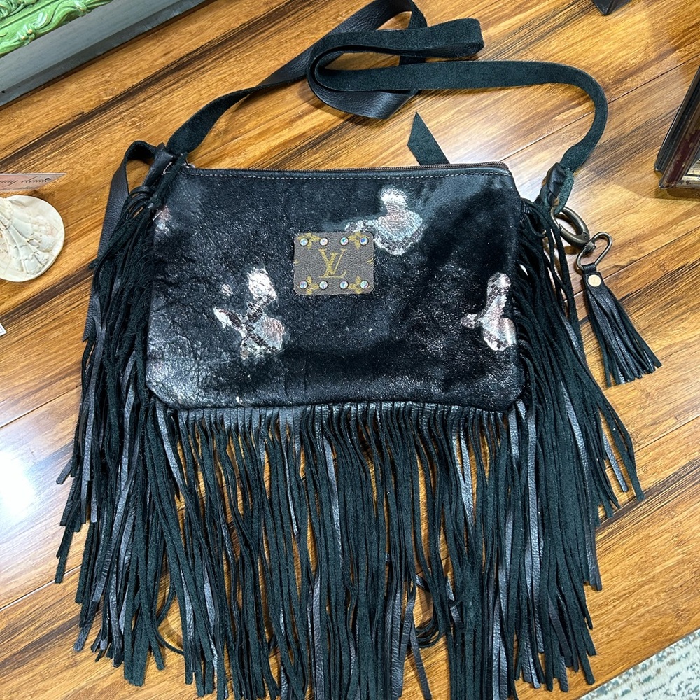 Keep it Gypsy upcycled fringe Louis Vuitton patch bag